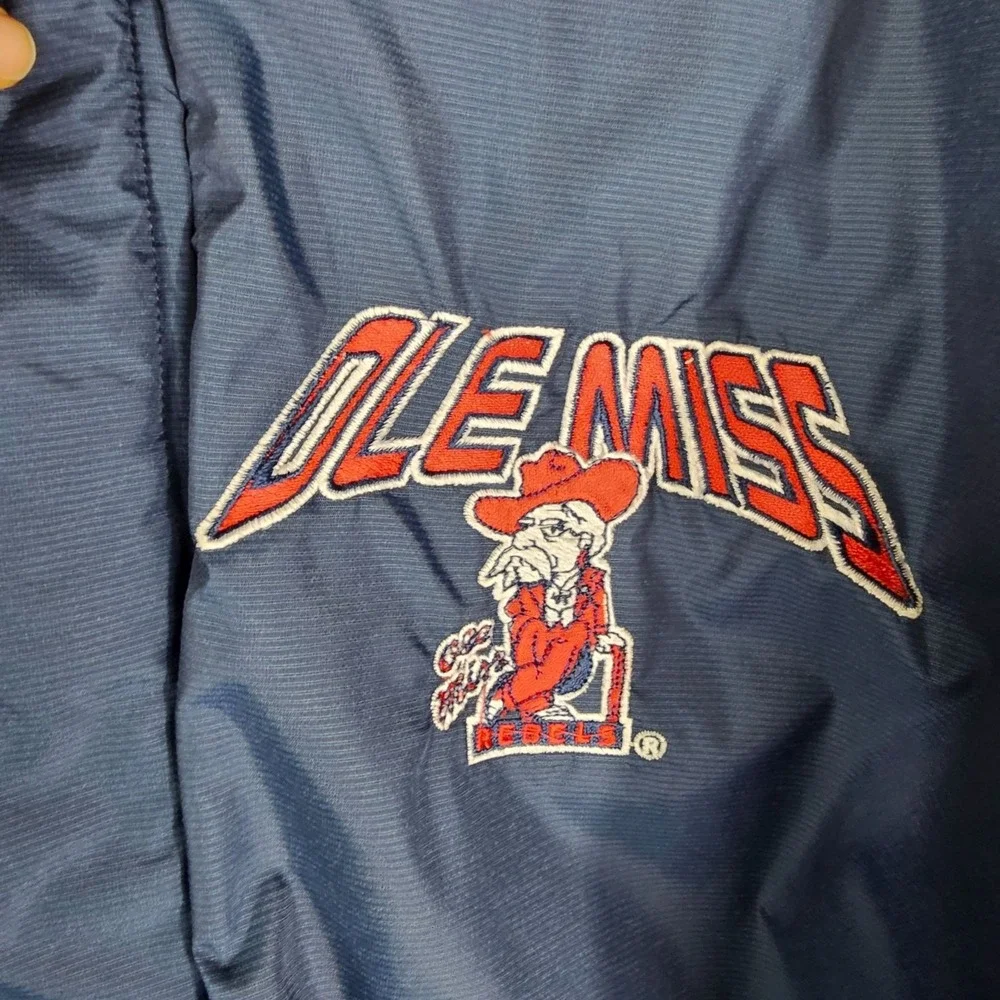 Ole Miss Starter Jacket XXL Embroidered Colonel Reb Vintage 90's Full Zip Hooded